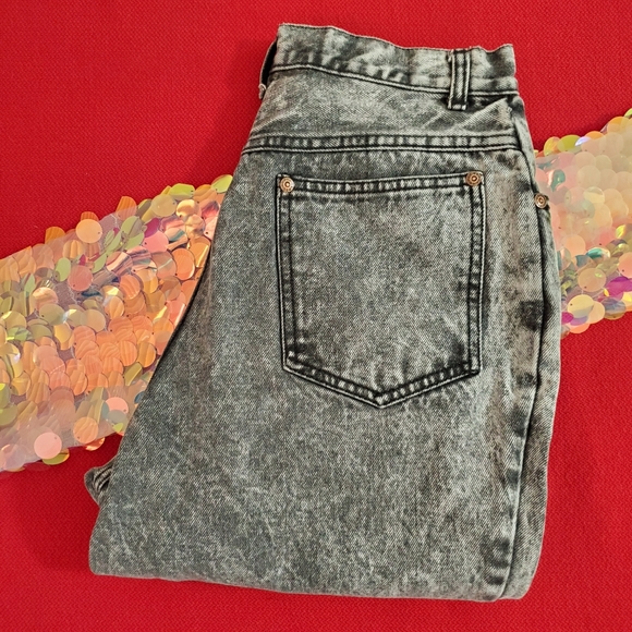 GREAT PLAINS CLOTHING CO. black stone wash faded high rise Mom jeans sz.11 80s - Picture 3 of 8